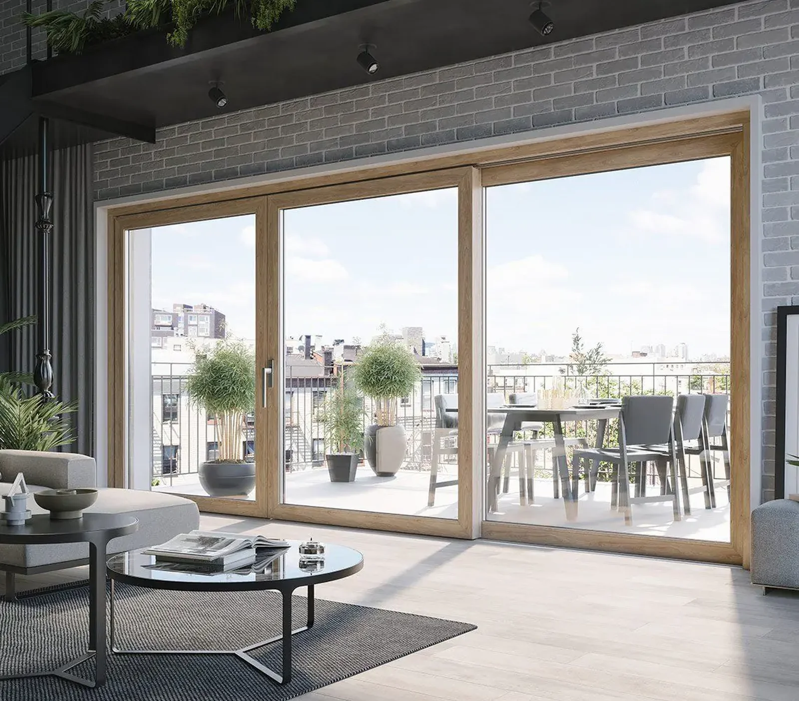 Floor-to-ceiling glazing in a contemporary living space